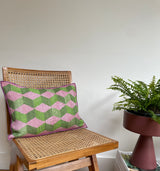 Wodee Cushion - Green and Light Magenta