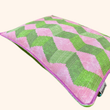 Wodee Cushion - Green and Light Magenta