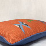 SAPOWAYDHAY CUSHION - ORANGE, SKY & TRUE GREEN