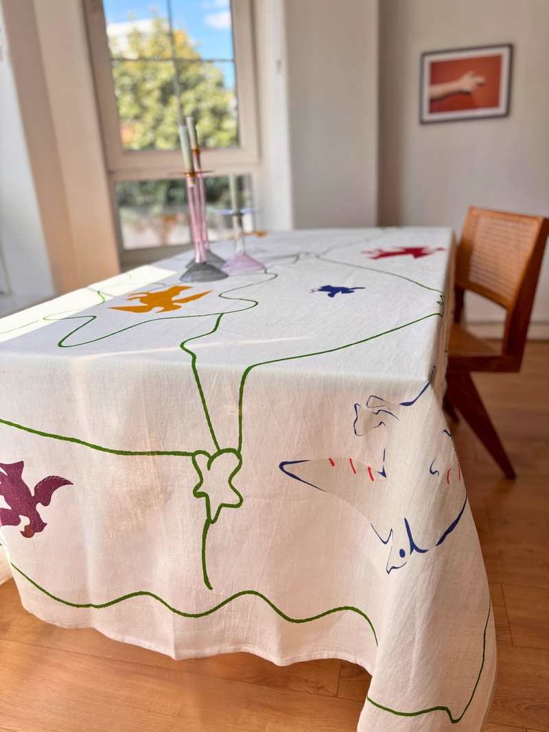 Asafo Birds Tablecloth Blue