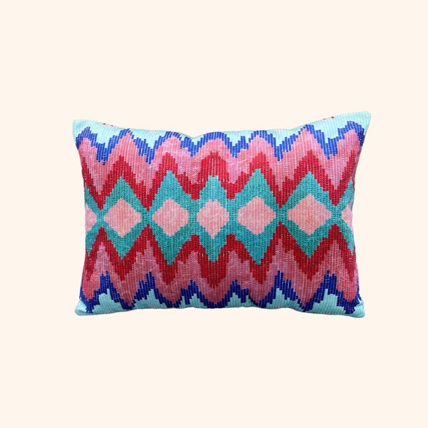 Eemerre Cushion - Turquoise, Red, ink and Blue