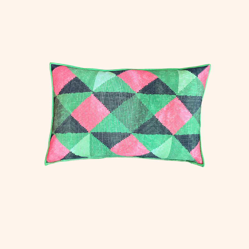 Coussin Sukki - Vert et rose