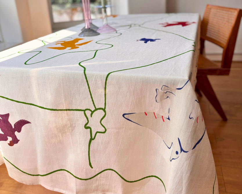 Asafo Birds Tablecloth - White